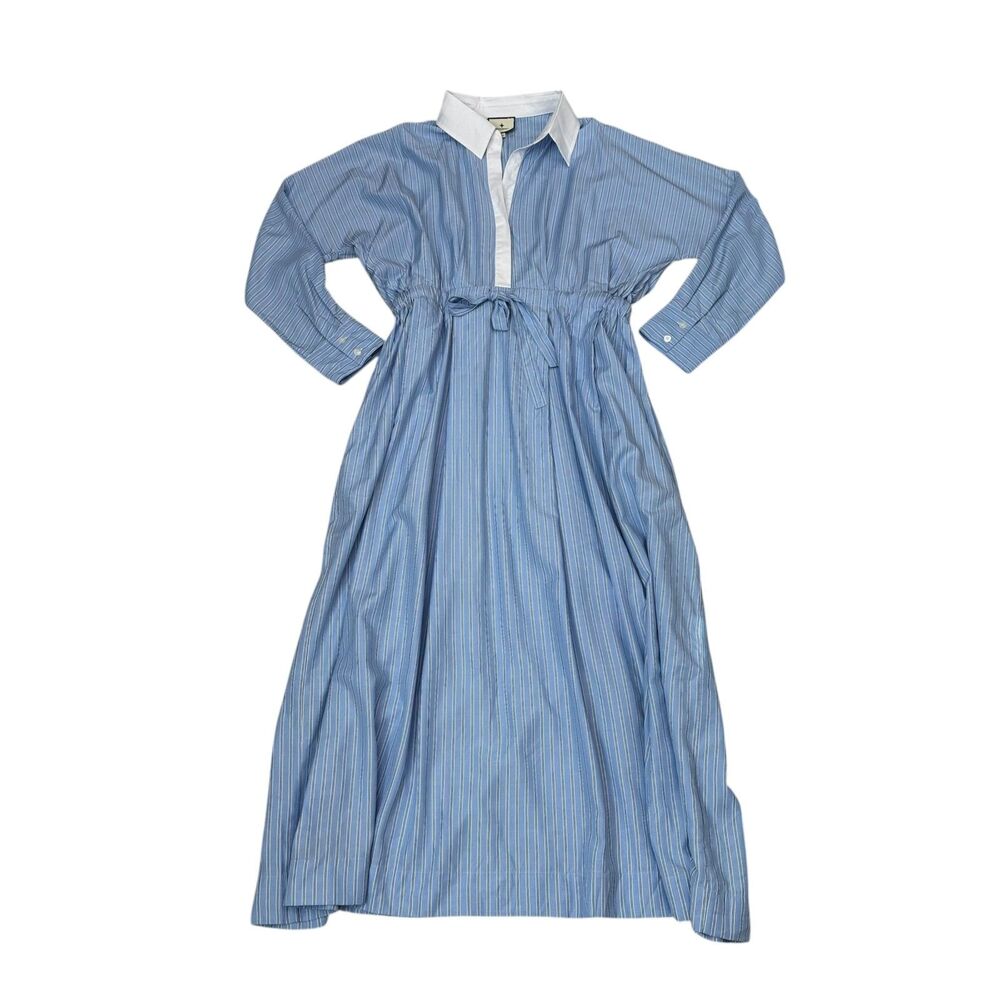 Tuckernuck Anna Cornflower Blue Stripe Tie Front Dress Size L